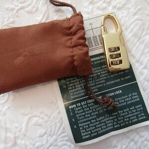 BRICS Gold Toned Lock Padlock with Storage Bag & Instructions--New & Unused!